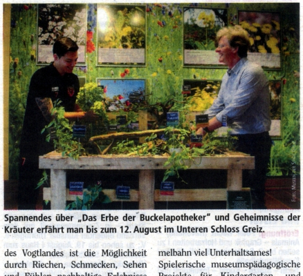 Zeitungsartikel "Heilsame Sinnesfreuden aus der Natur", Thüringer Kulturspiegel Juli 2018