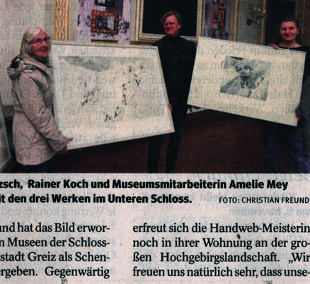 Zeitungsartikel "Greizerin schenkt Henker-Radierungen an Museen", OTZ 20.11.2019